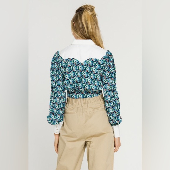 Endless Rose Floral Woven Blouse – Navy Multi | Size Small - Picture 2 of 10